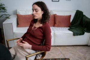 A woman suffering from an anxiety disorder.