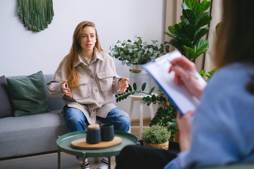 A woman in therapy for repressed trauma.