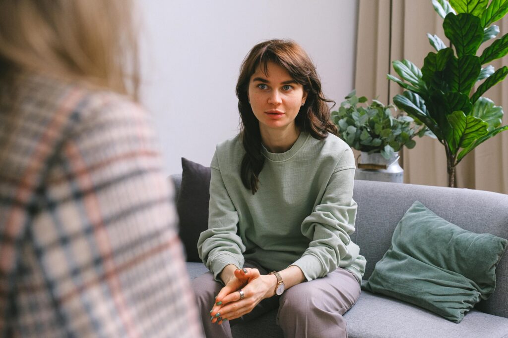 A woman spotting a drug addiction relapse.