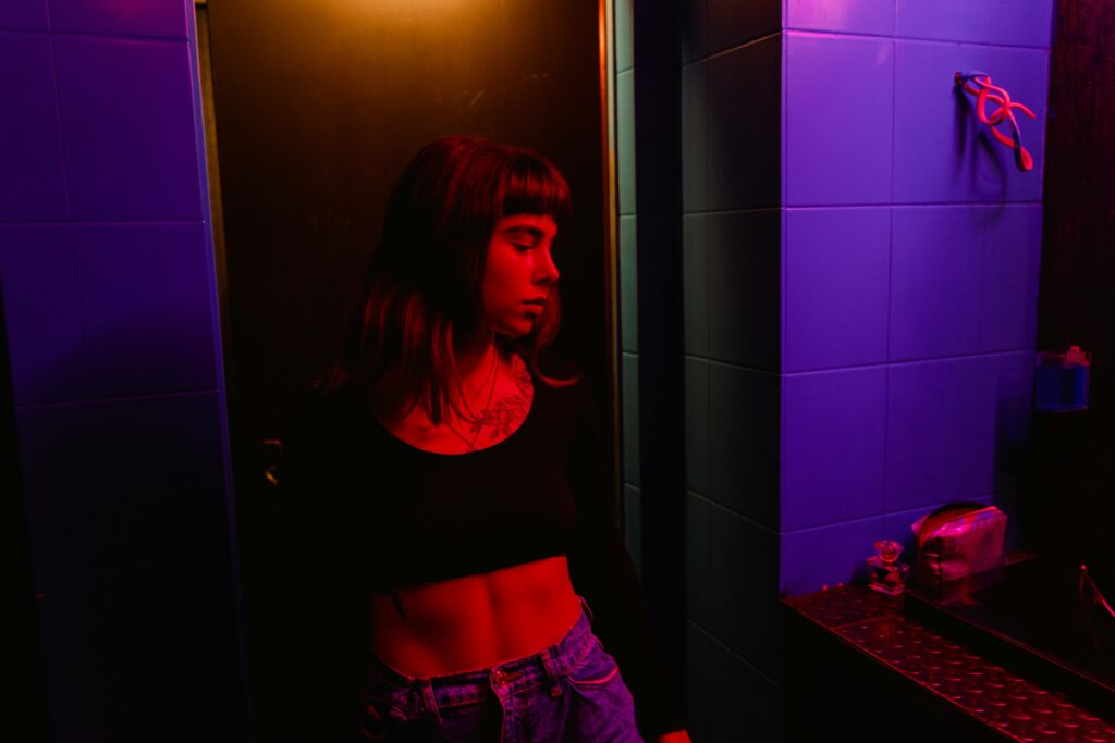 A woman going through alcohol withdrawal.