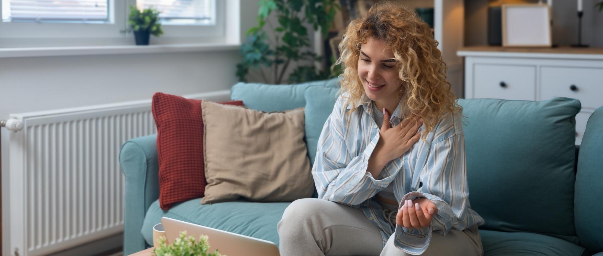 A woman in virtual therapy at Luna Recovery