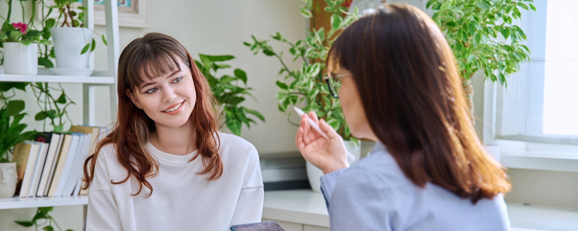 A young teen girl in an outpatient program for attention-deficit/hyperactivity disorder (ADHD) treatment at Luna Recovery for Women in North Andover, MA.