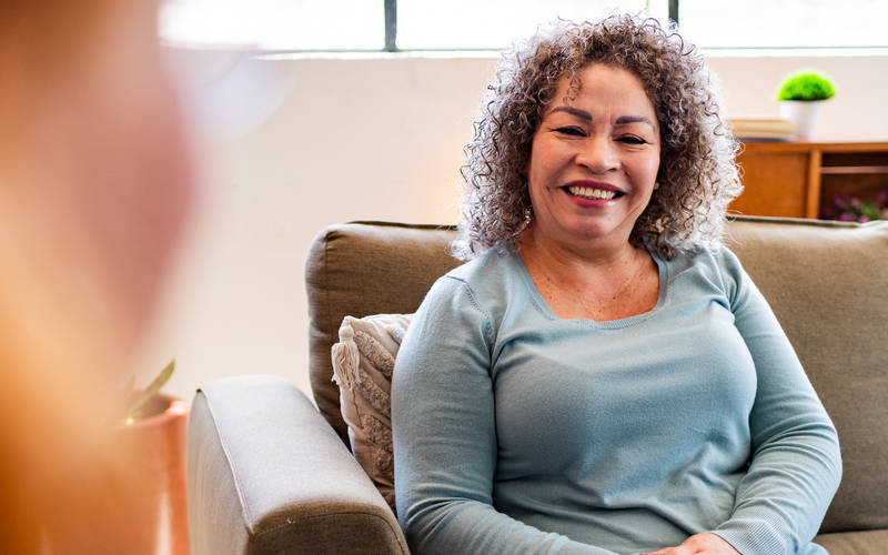 An older woman in an outpatient program for mood disorder treatment at Luna Recovery for Women in North Andover, MA.