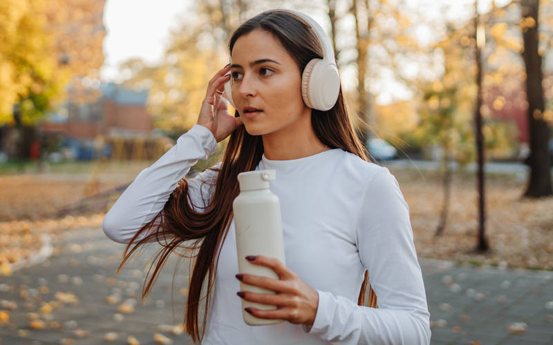 A woman on a walk experiencing anxiety and depression.
