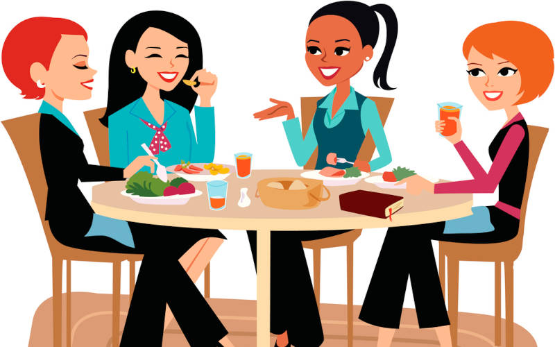 A cartoon of a group of women experiencing eating disorders differently.